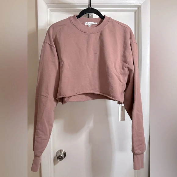 NWT Good American Cropped Sweatshirt Dark Pink or Mauve Size 0 (XS) - Picture 4 of 9